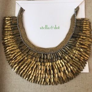 STELLA & DOT Gold Pegasus Necklace feather bib